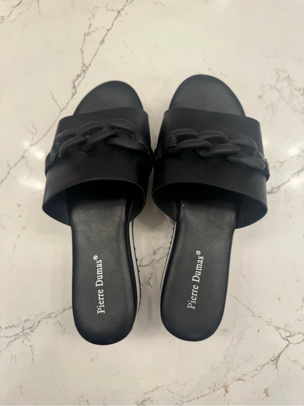 Women’s Pierre Dumas Black Platform Slide Sandals Wedges Size 6.5